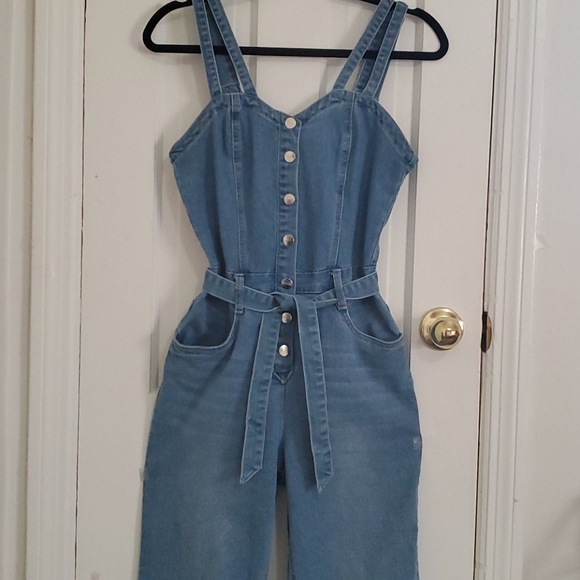 VENUS Pants - Venus denim wide leg jumpsuit